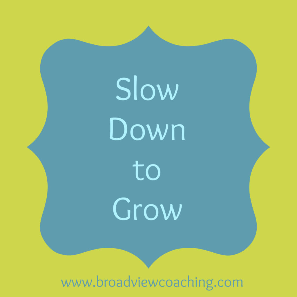 slow down to grow